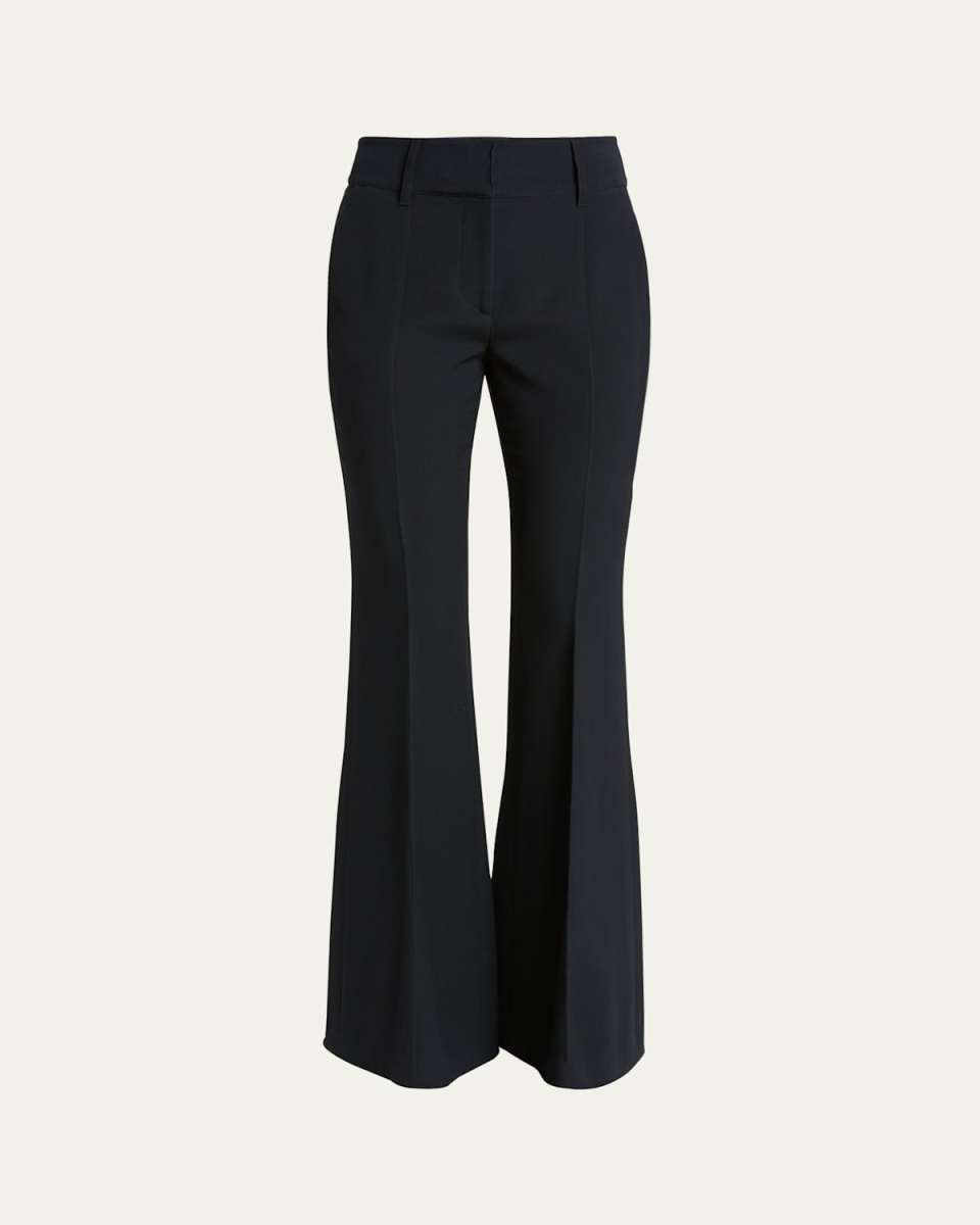 Rhein High-Rise Pintuck Bootcut-Leg Crepe Pants